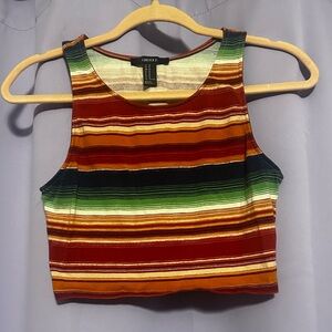 Colorful striped cropped tank, perfect for a Chucky Halloween costume